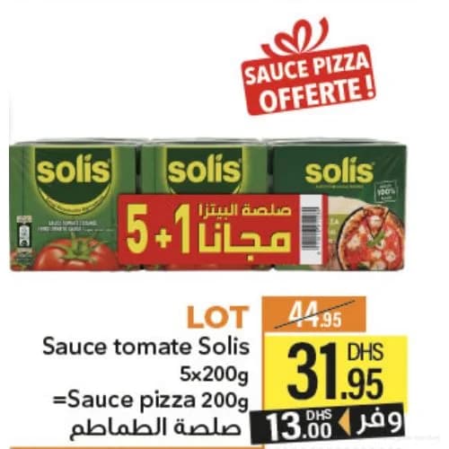 Sauce tomate Solis 5x200g + Sauce pizza offerte