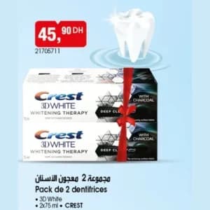 Pack 2 dentifrices 3D White