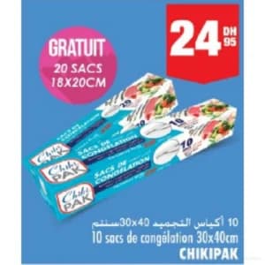 10 sacs de congélation 30x40cm CHIKIPAK + 20 sacs gratuits