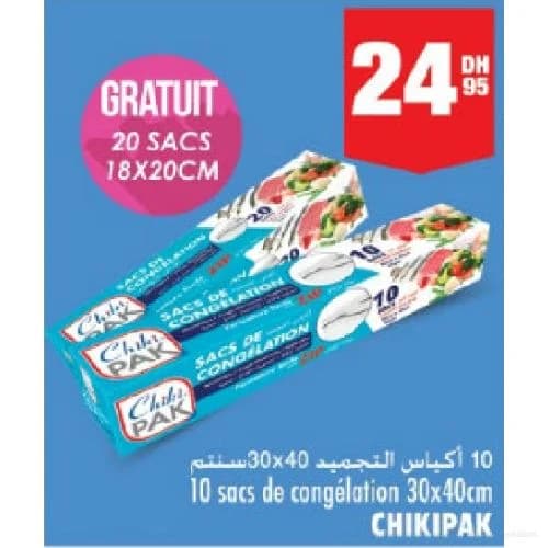10 sacs de congélation 30x40cm CHIKIPAK + 20 sacs gratuits