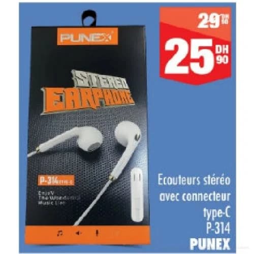Ecouteurs stéréo avec connecteur type-C P-314 PUNEX