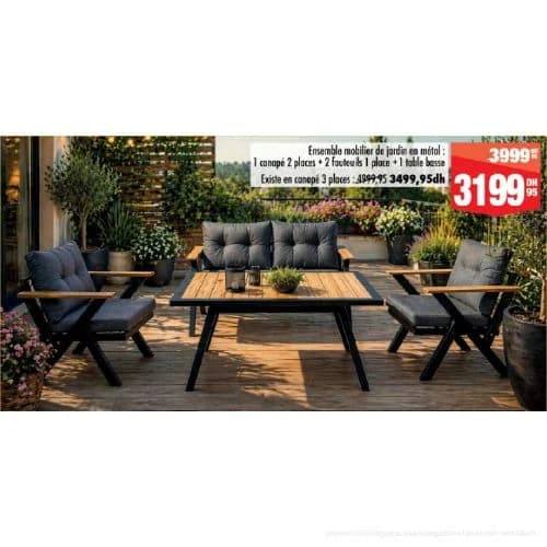 Ensemble mobilier de jardin en métal