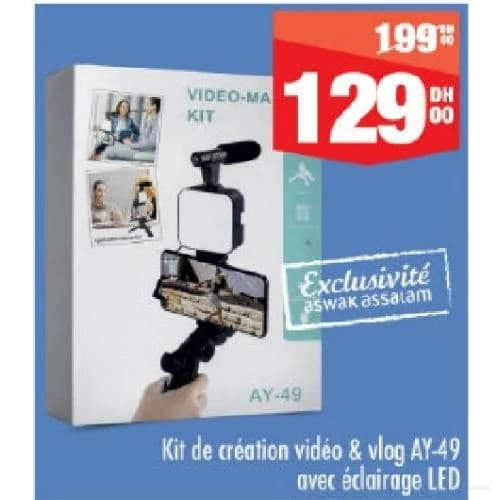 Kit de création vidéo & vlog AY-49 avec éclairage LED