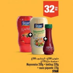 Mayonnaise 330g + Ketchup 330g + Sauce piquante 170g STAR