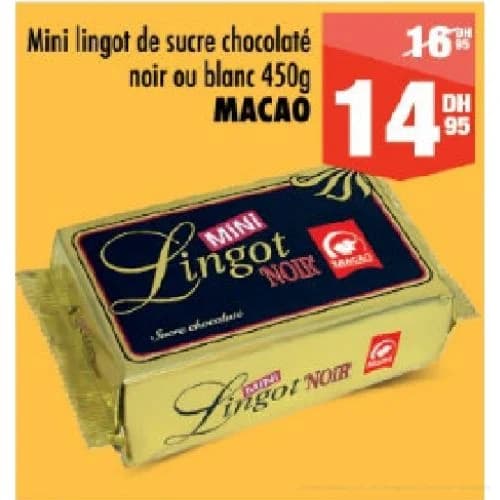 Mini lingot de sucre chocolaté noir ou blanc