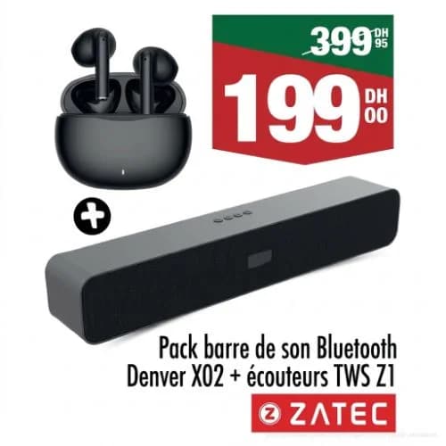 باك مكبر صوت بلوتوث Denver X02 + سماعات أذن TWS Z1