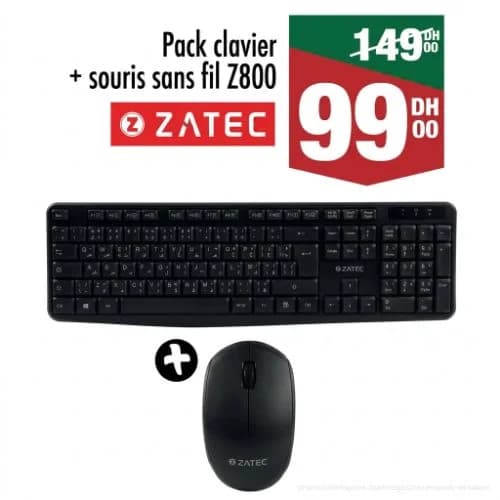 طقم لوحة مفاتيح + ماوس لاسلكي ZATEC Z800