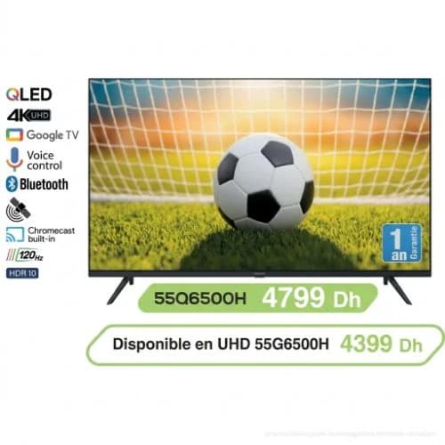 Smart TV QLED 4K 55Q6500H 55 avec support gratuit