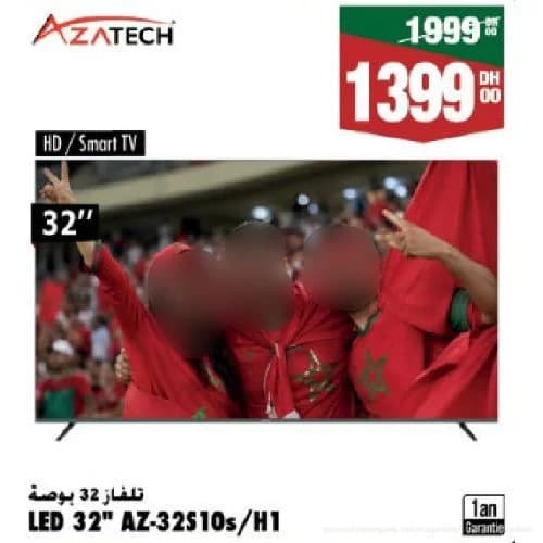 Téléviseur AZATECH LED 32" Smart TV HD AZ-32S10s/H1