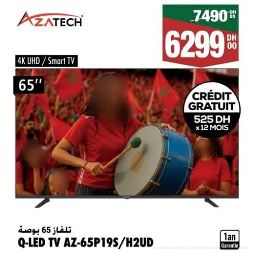 Téléviseur Q-LED AZATECH 65'' AZ-65P19S/H2UD 4K Smart TV
