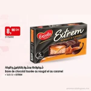 Barre de chocolat Extrem fourrée au nougat et au caramel