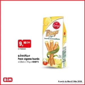 Pack cigares fourrés Citron Bingo