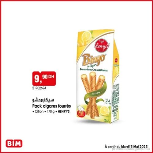 Pack cigares fourrés Citron Bingo