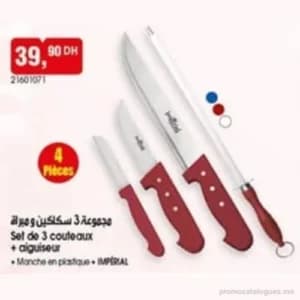 Set de 3 couteaux + aiguiseur