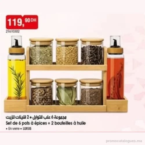 Set de 6 pots à épices + 2 bouteilles à huile LUXUS