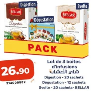 Lot de 3 boites d'infusions Digestion, Dégustation et Svelte BELLAR