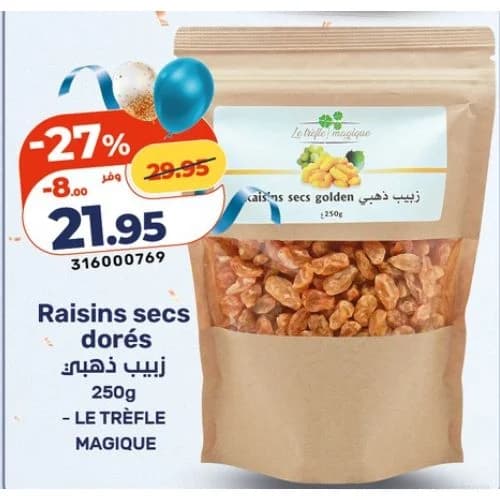 Raisins secs dorés 250g LE TRÈFLE MAGIQUE