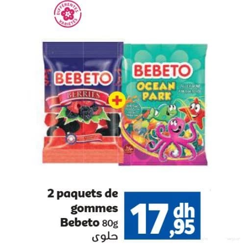 2 paquets de gommes Bebeto 80g