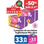 2 paquets de serviettes hygiéniques Mia ultra