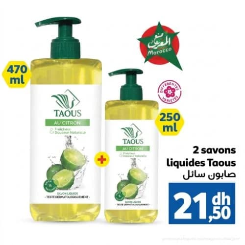 2 savons Liquides Taous