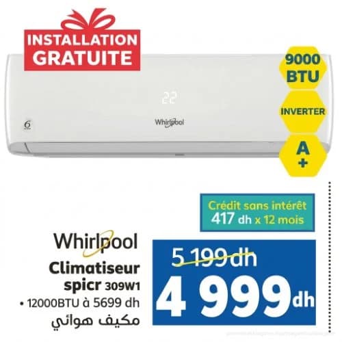 Climatiseur Whirlpool SPICR 309W1 - 9000 BTU