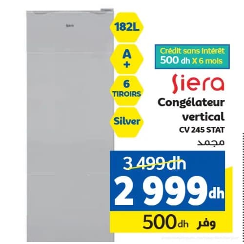 Congélateur vertical Siera CV 245 STAT