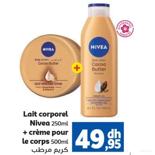 Pack Nivea Lait corporel 250ml + Crème pour le corps 500ml
