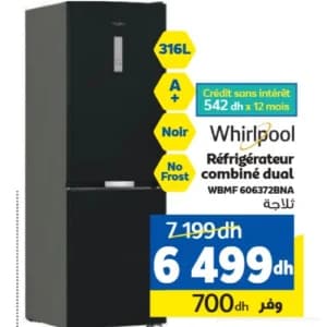 Réfrigérateur Whirlpool Combiné Dual 316L No Frost Noir - WBMF 606372BNA