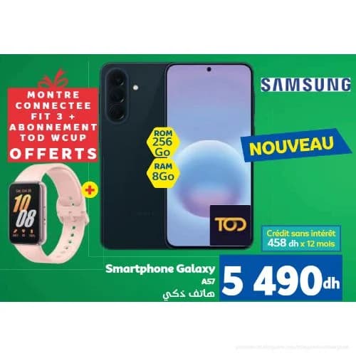 Smartphone Samsung Galaxy A57 + Montre Fit 3 + Pack TOD