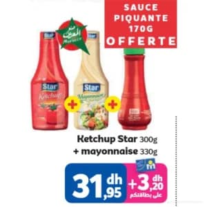Star Ketchup 300g + Mayonnaise 330g + Sauce Piquante 170g Offerte