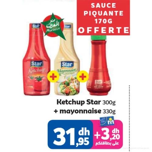 Star Ketchup 300g + Mayonnaise 330g + Sauce Piquante 170g Offerte