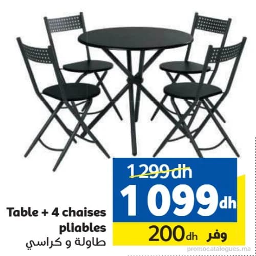 Table + 4 Chaises Pliables