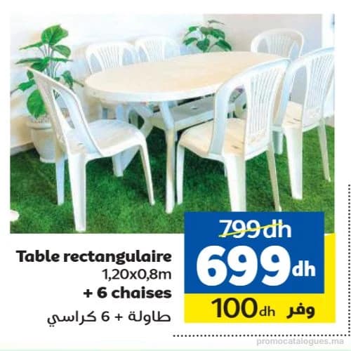 Table rectangulaire + 6 chaises