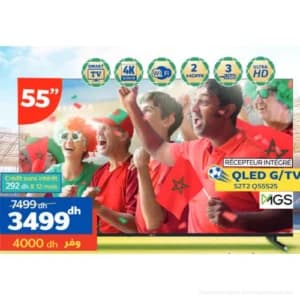 Téléviseur MGS 55'' Smart TV QLED 4K UHD avec récepteur intégré