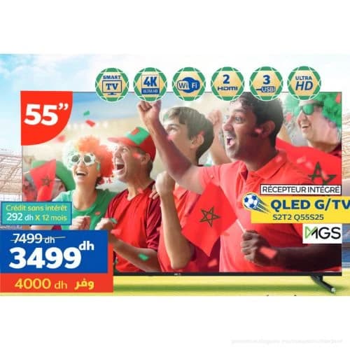 Téléviseur MGS 55'' Smart TV QLED 4K UHD avec récepteur intégré