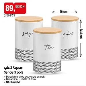 Set de 3 pots en porcelaine NATURALOVE