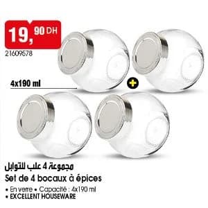 Set de 4 bocaux à épices