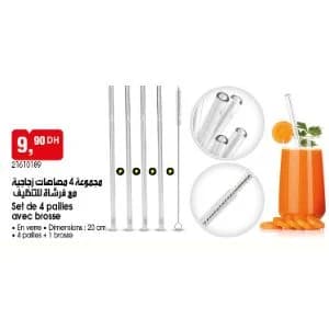 Set de 4 pailles avec brosse