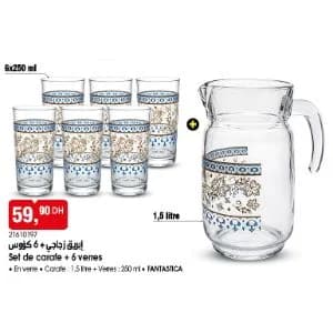 Set de carafe + 6 verres