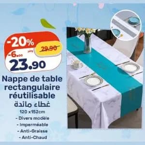 Nappe de table rectangulaire réutilisable