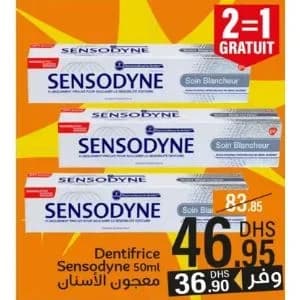 Dentifrice Sensodyne Soin Blancheur 50ml - Pack 2+1 Gratuit