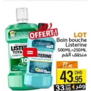 Lot Bain bouche Listerine 500ML + 250ML