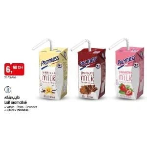 Lait aromatisé PROMESS Vanille, Fraise, Chocolat