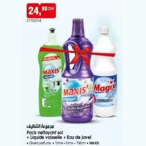 Pack nettoyant sol + Liquide vaisselle + Eau de javel