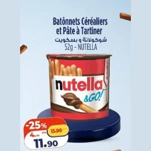 Batônnets Céréaliers et Pâte à Tartiner Nutella & Go!