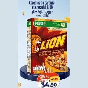 Céréales au caramel et chocolat LION