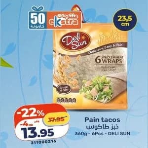 Pain tacos Deli Sun Whole Wheat Wraps 6Pcs