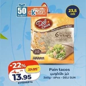 Pain tacos Deli Sun Whole Wheat Wraps 6Pcs